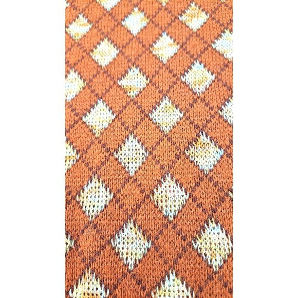 Vintage Sears Kings Road Knitwear Argyle Sweater Vest Orange Men Small 1970s Tan - Picture 4 of 5